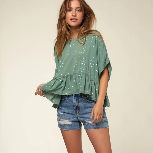 Nwt O'neill WYNDE DOT white and black boxy top - Picture 3 of 12